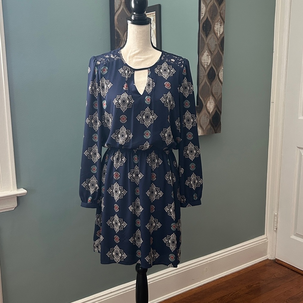Express Deep Blue Dress with Pattern